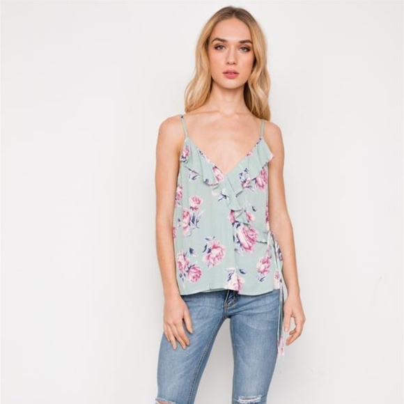 ⚡️Sale⚡️Wraparound Ruffle Tie Cami Top - Picture 1 of 4